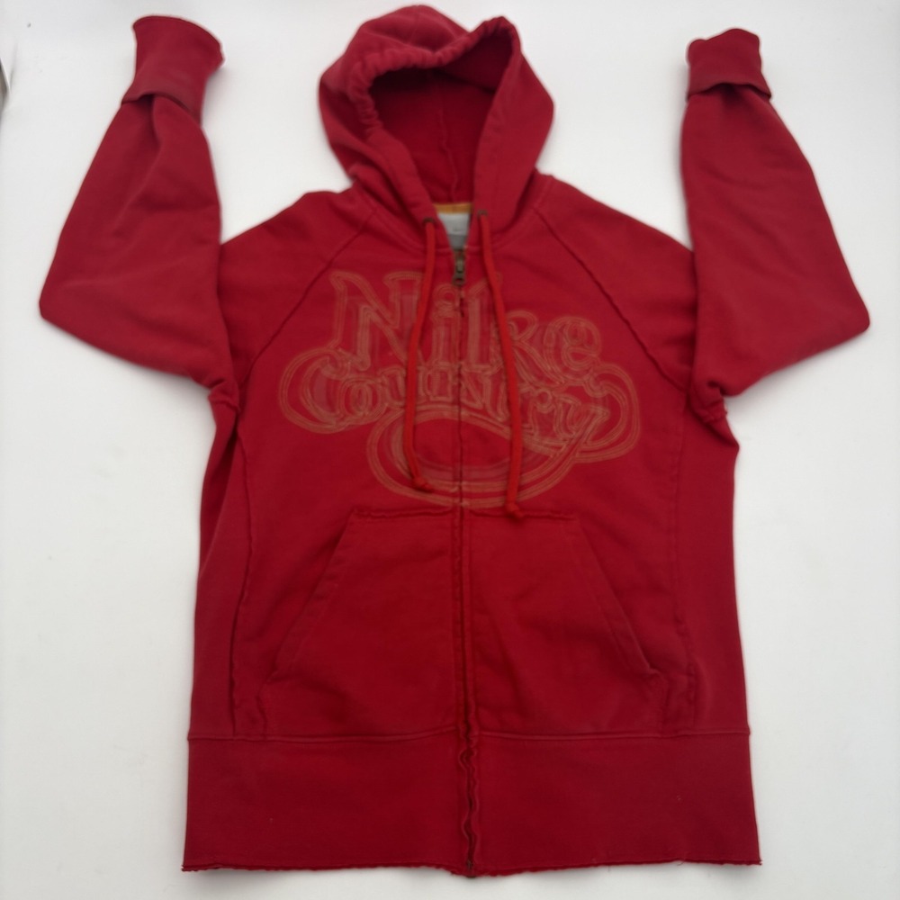 Nike‎ Hoodie Womens M Red Full Zip Nike Country Graphic Sweatshirt Fleece Raglan